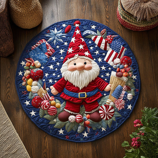 Christmas American Gnome WY1006004CL Quilted Round Mat