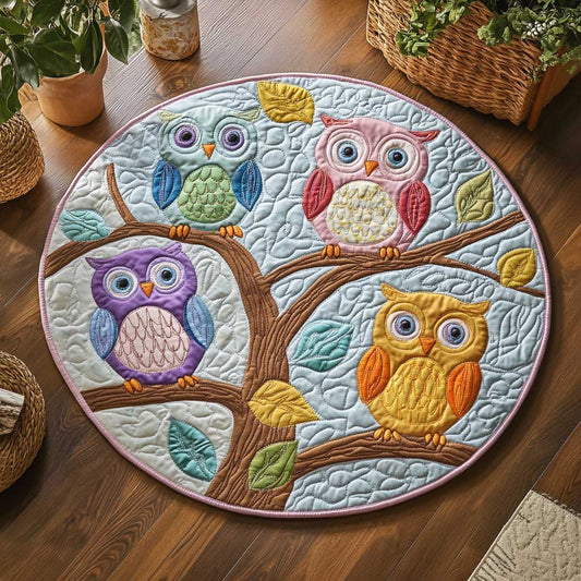 Owl Giggly Grove WN2503107CL Quilted Round Mat