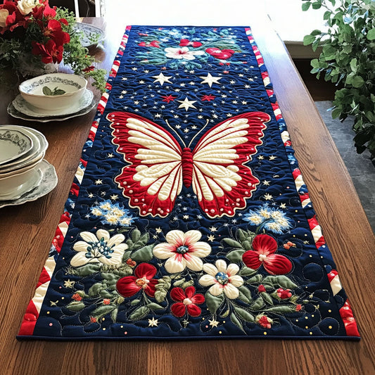 Patriotic Butterfly WJ0906037CL Quilted Table Runner
