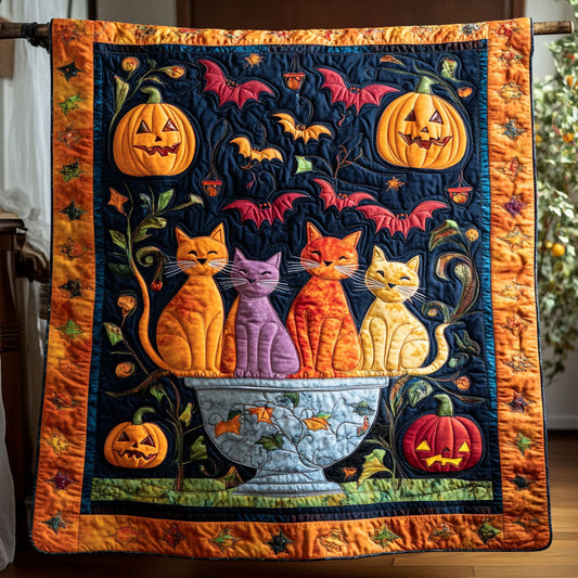 Halloween Cauldron Felines WY2008006CL Quilt