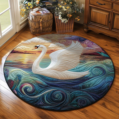Elegant White Swan WJ0304035CL Quilted Round Mat