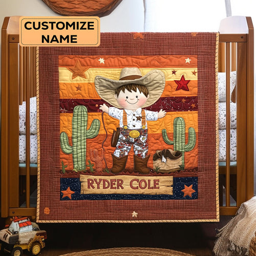 Little Rancher Cowboy WY3107018CL Personalized Baby Quilt