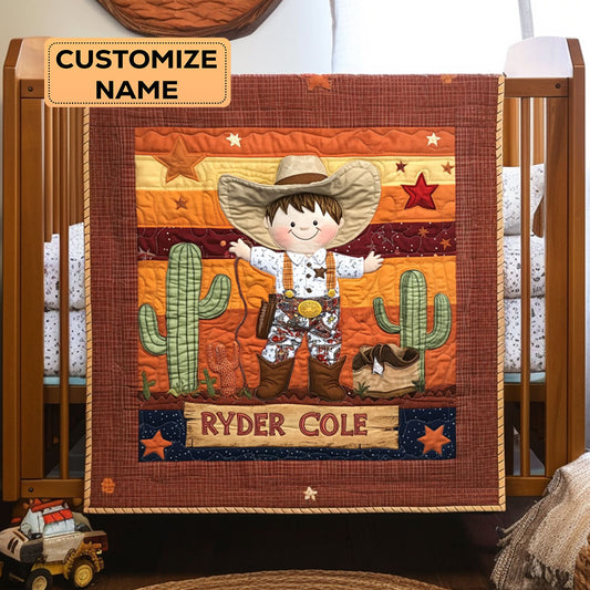 Little Rancher Cowboy WY3107018CL Personalized Baby Quilt