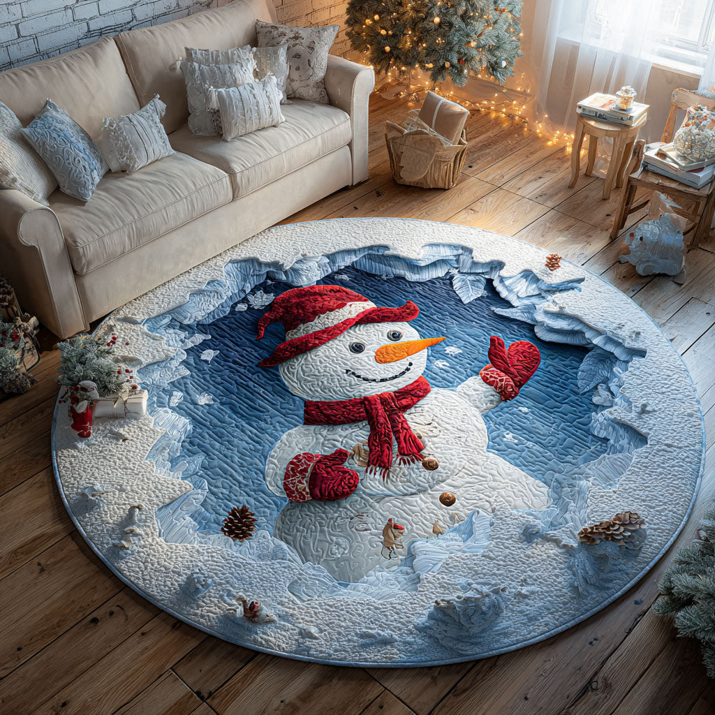Snowman Joy CW1111055CL Quilted Round Mat