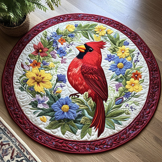 Floral Cardinal CW1206012CL Quilted Round Mat
