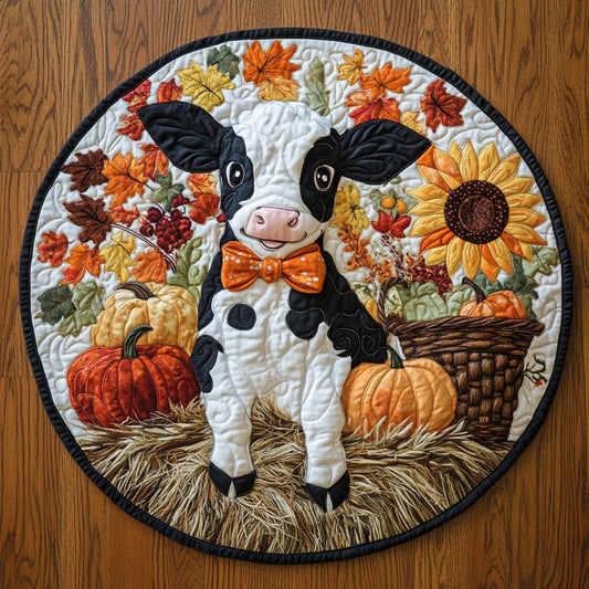 Cow And Pumpkins WY2108100CL Quilted Round Mat