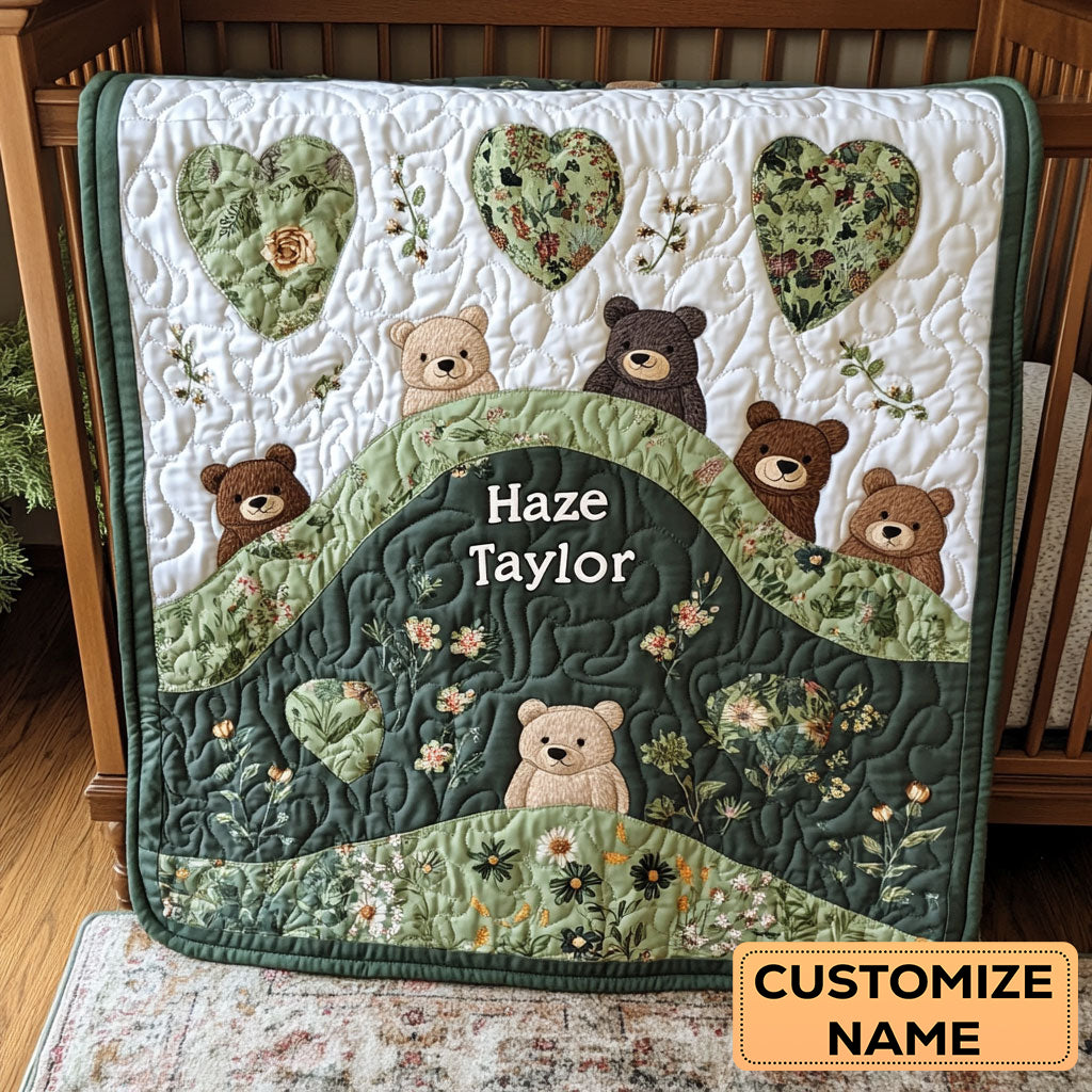 Bear Hug WN2107004CL Personalized Baby Quilt