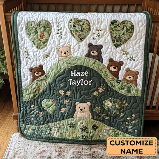 Bear Hug WN2107004CL Personalized Baby Quilt