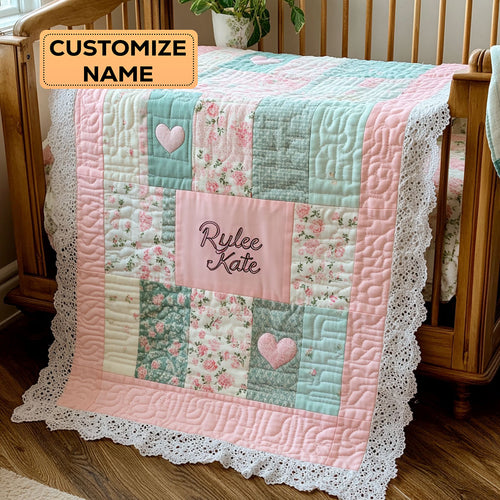 Beautiful Flower WJ1207001CL Personalized Baby Quilt