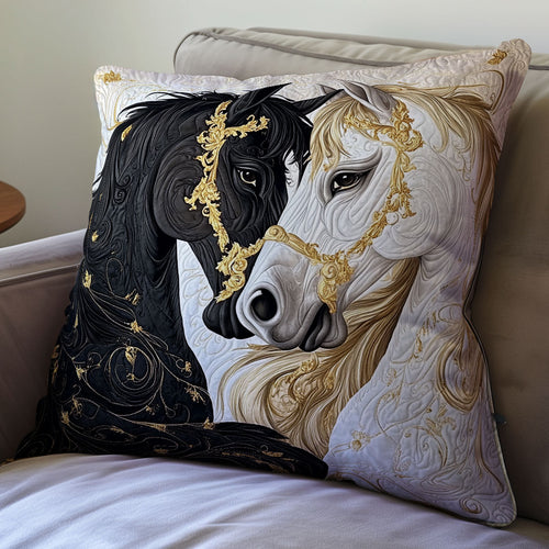 Black And White Horse WX0501091CL Quilt Pillow Case