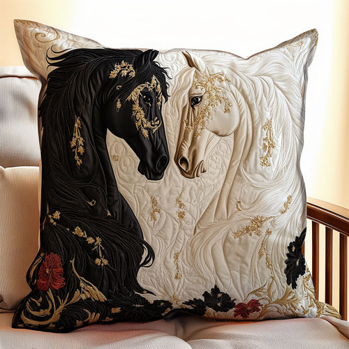 Black And White Horse WX0501093CL Quilt Pillow Case