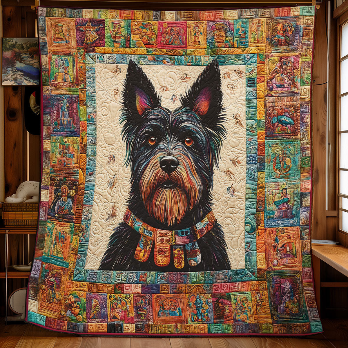 Black Terrier In Mayan WY1001108CL Quilt