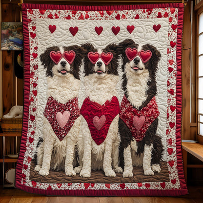 Border Collie In Valentine WY1001112CL Quilt