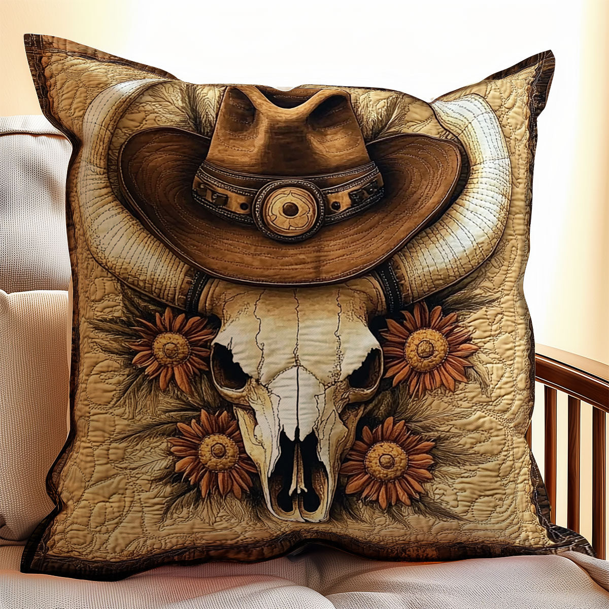 Bull Skull Cowboy WX0602094CL Quilt Pillow Case