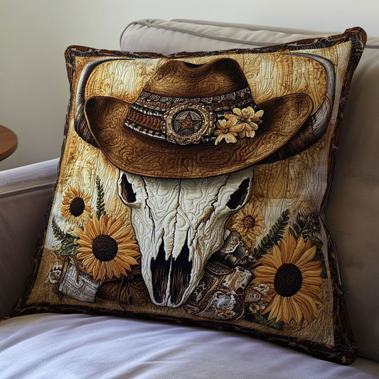 Bull Skull Cowboy WX0602095CL Quilt Pillow Case