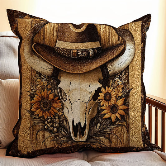 Bull Skull Cowboy WX0602096CL Quilt Pillow Case