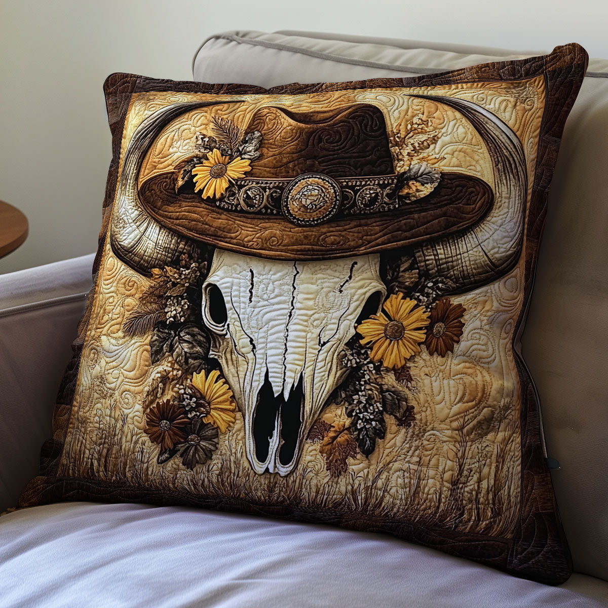 Bull Skull Cowboy WX0602097CL Quilt Pillow Case