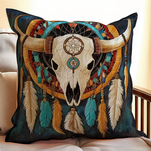 Bull Skull Native American WX0501095CL Quilt Pillow Case