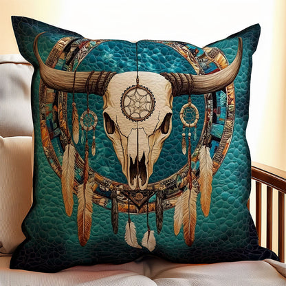 Bull Skull Native American WX0501098CL Quilt Pillow Case