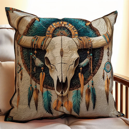 Bull Skull Native American WX0501101CL Quilt Pillow Case