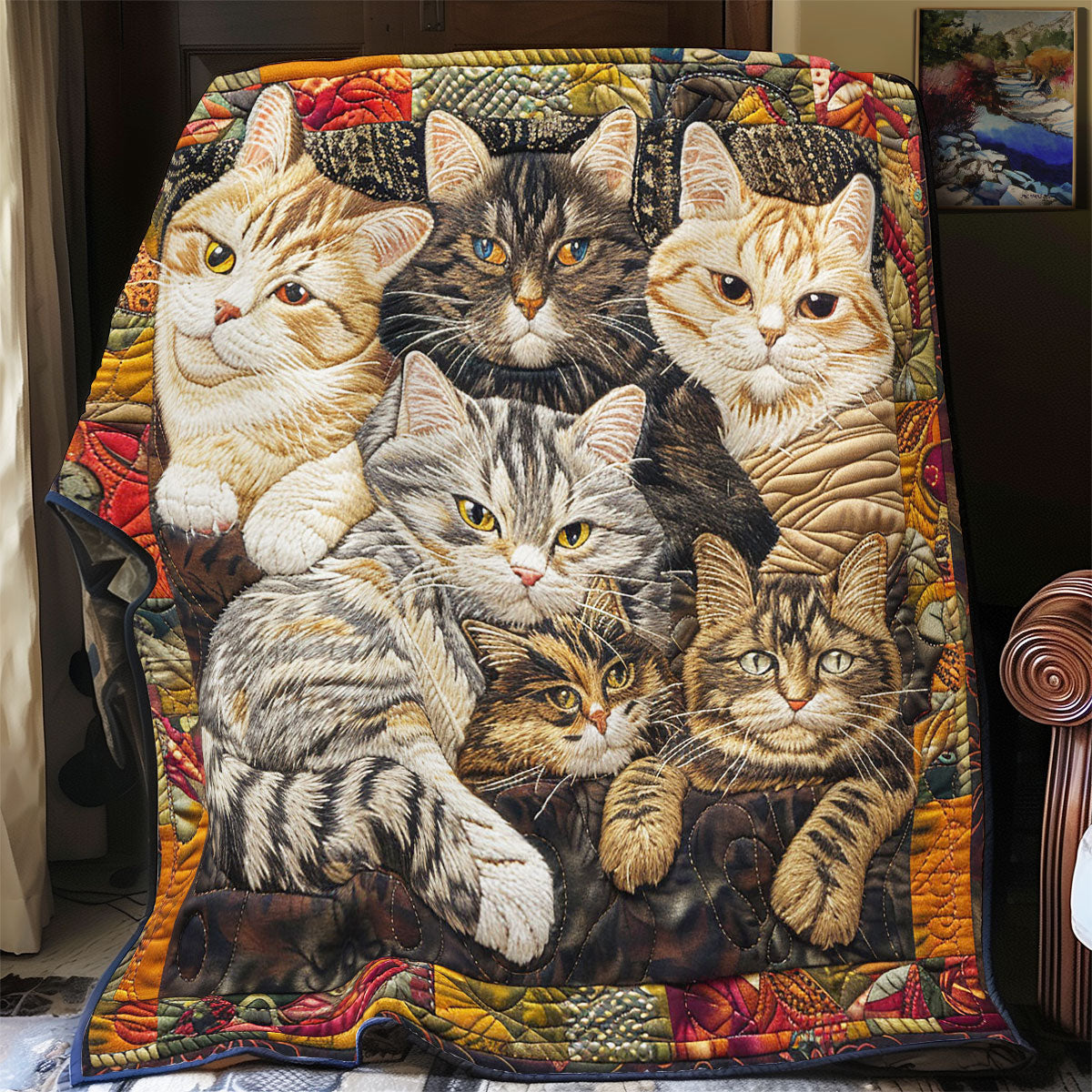 Cat Family WY1001116CL Quilt