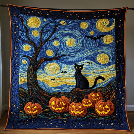Moonlit Black Cat Halloween WY1508108CL Quilt
