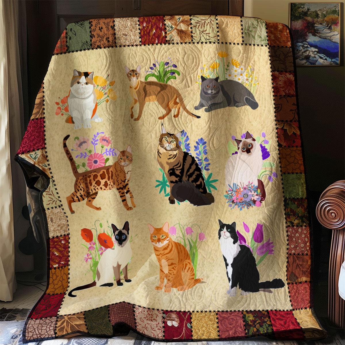 Cat Breeds Flower NI3108001YR Quilt