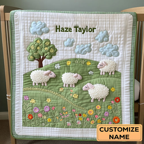 Cloudy Sheep WN2107005CL Personalized Baby Quilt