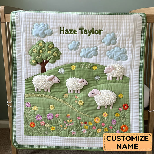 Cloudy Sheep WN2107005CL Personalized Baby Quilt