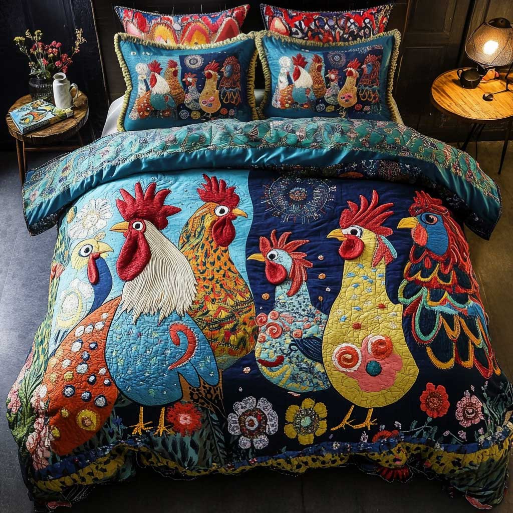 Colorful Chicken Funny WN2502060CL Duvet Cover Set