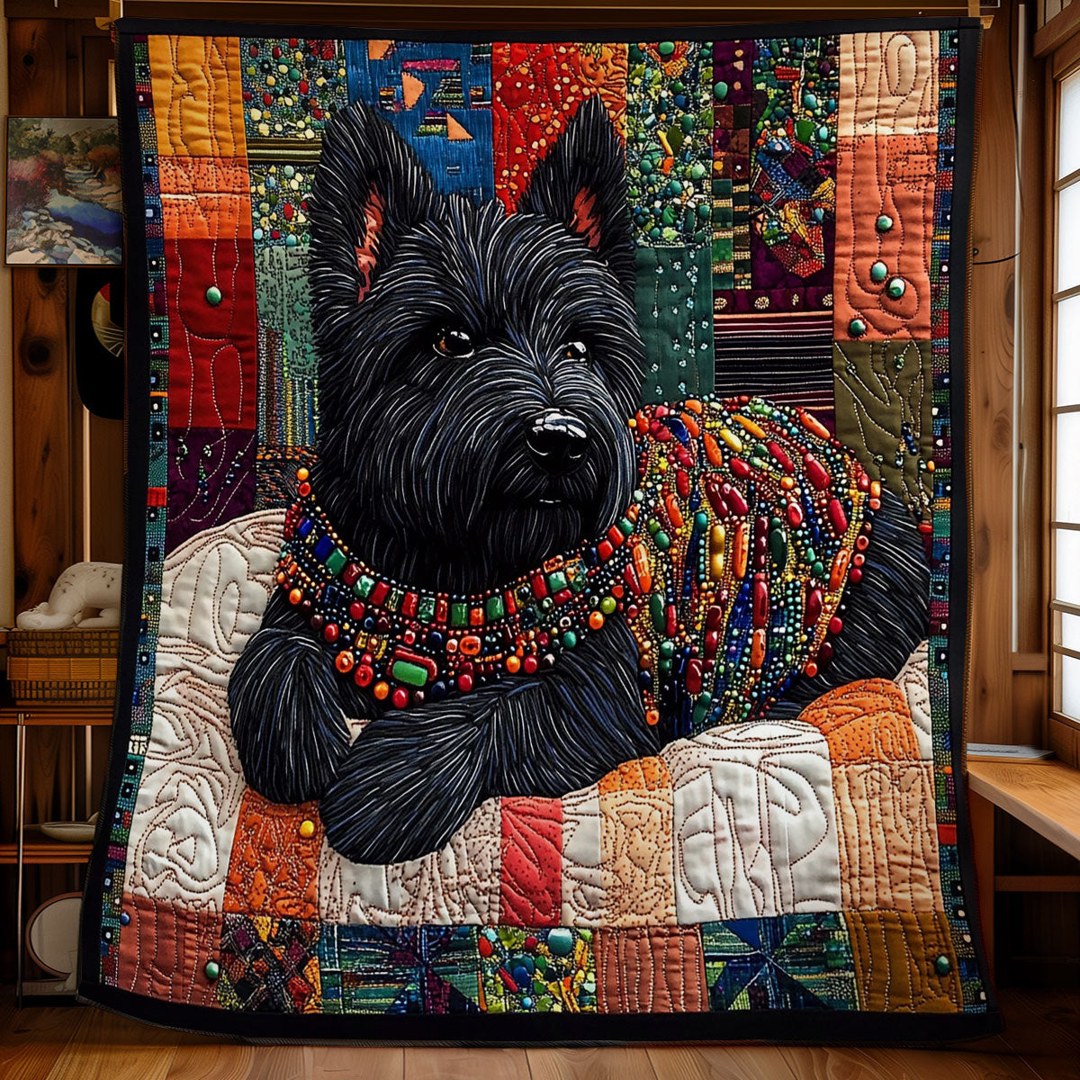 Colorful Terrier Dog WY1001124CL Quilt