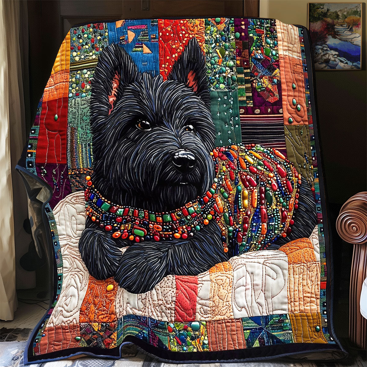 Colorful Terrier Dog WY1001124CL Quilt