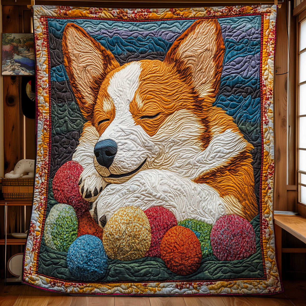 Corgi Sleeping Wool WY1001127CL Quilt