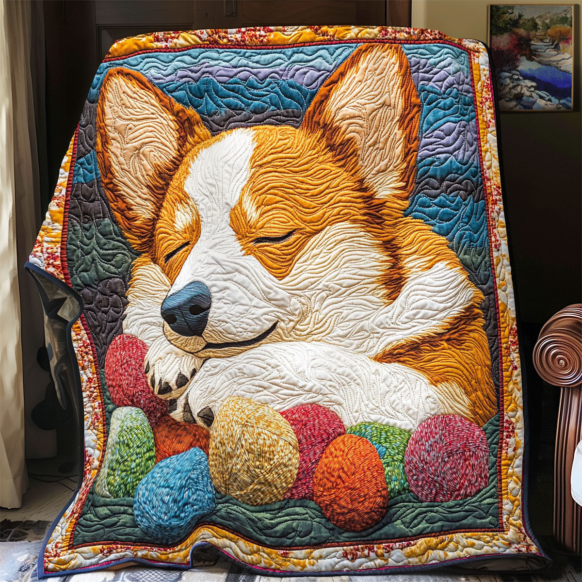 Corgi Sleeping Wool WY1001127CL Quilt