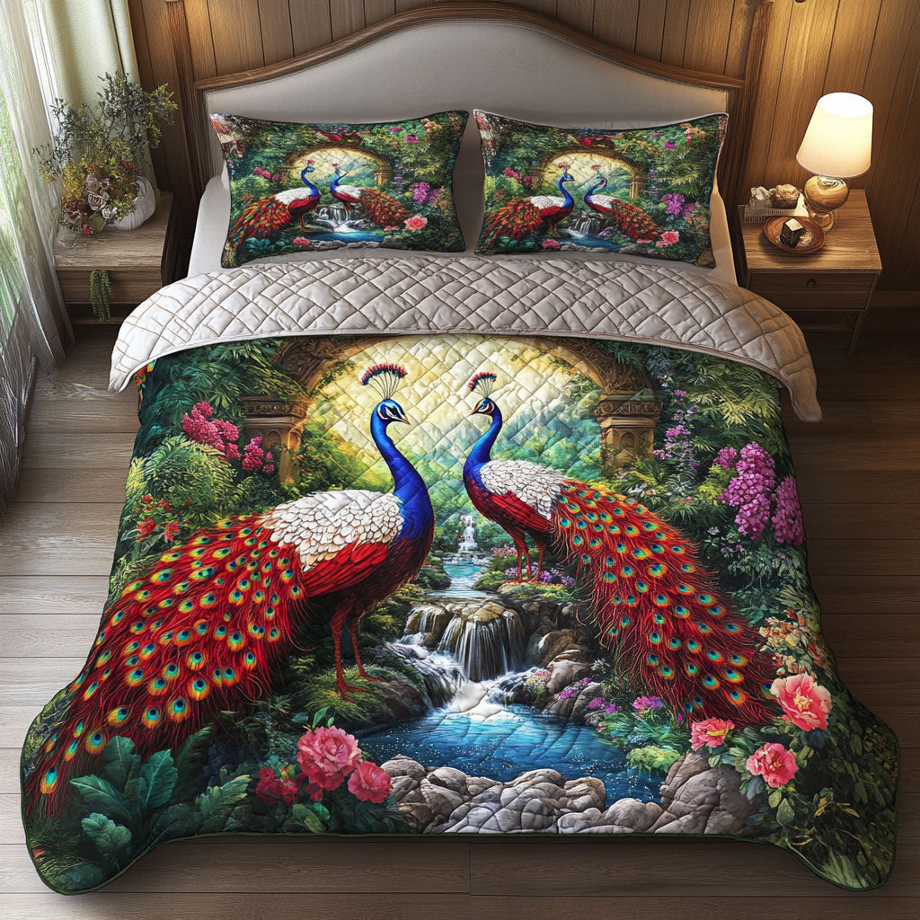 Couple Peacock Red WT2101003CL Duvet Cover Set