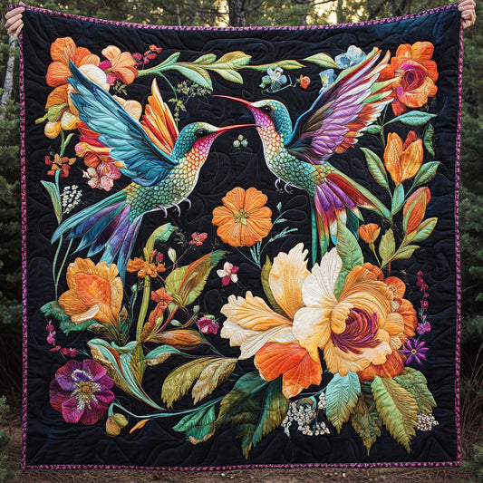 Couple Hummingbird Blooming Flower WT2101002CL Quilt