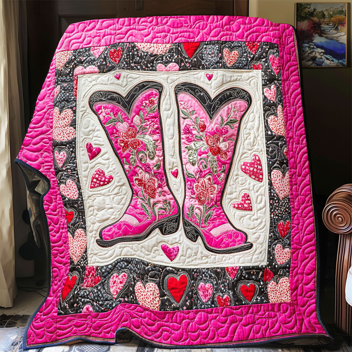 Cowboy Boots Heart WY1001128CL Quilt