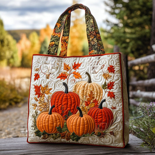 Cozy Pumpkin WN2409012CL Quilted Tote Bag