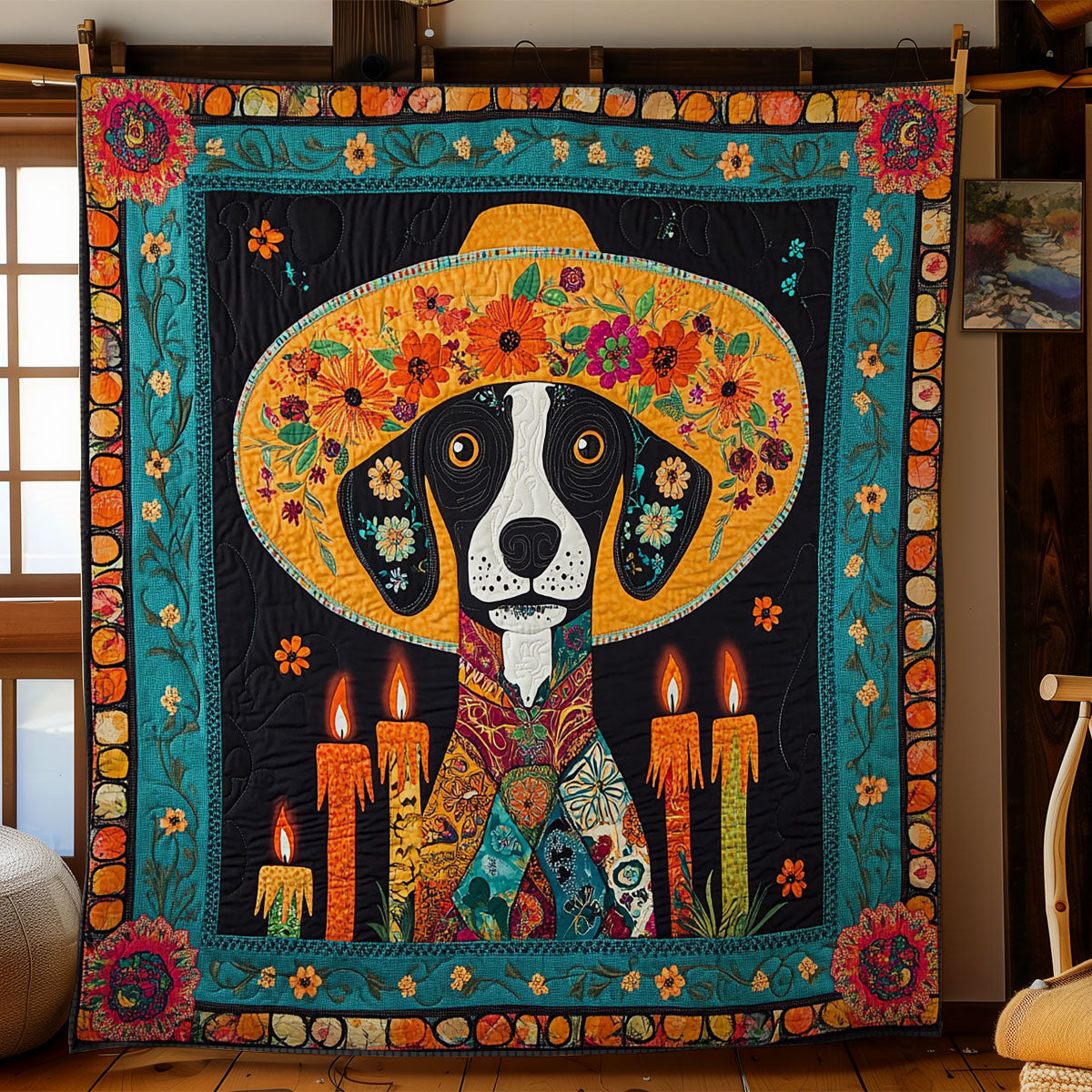 Death Festival Black Dog WY1001138CL Quilt