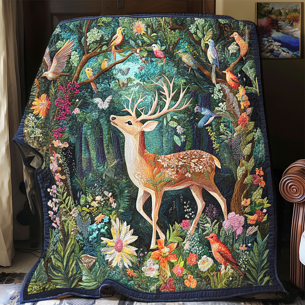 Deer Flower Forest WX1302041CL Quilt