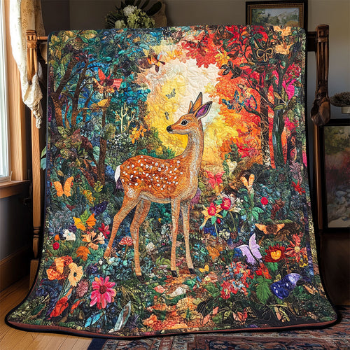 Deer Flower Forest WX1302042CL Quilt