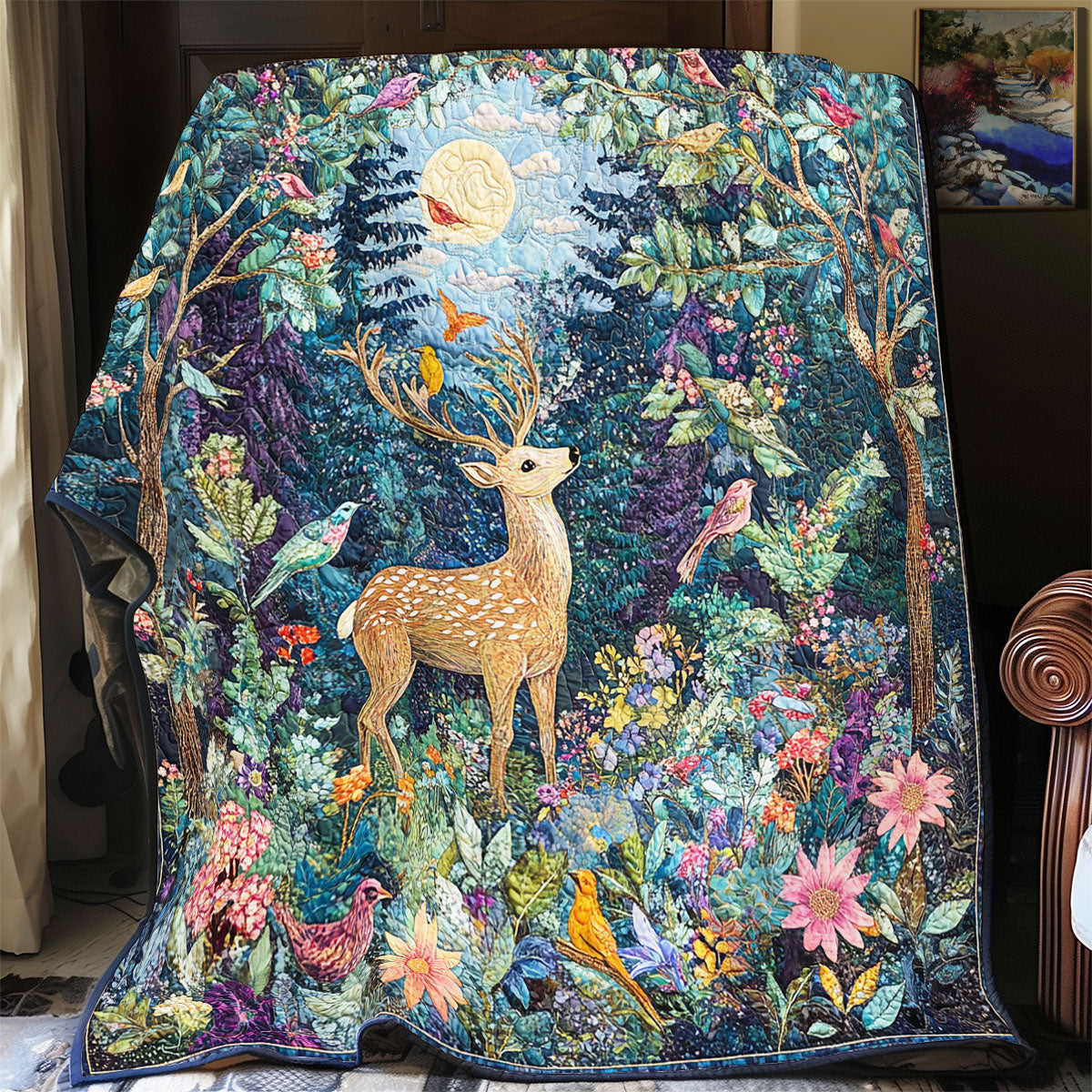 Deer Flower Forest WX1302043CL Quilt