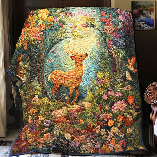 Deer Flower Forest WX1302044CL Quilt
