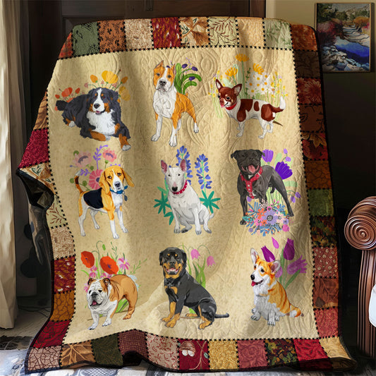 Dog Breeds Flower YR1608003CL Quilt
