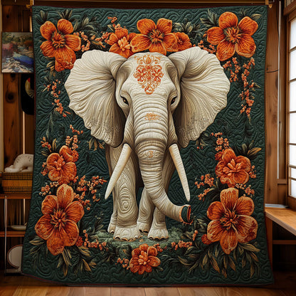 Elephant In Orange Flower WY1001151CL Quilt