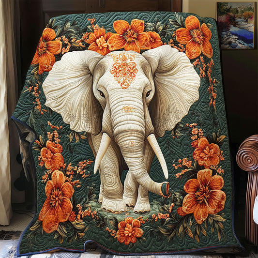 Elephant In Orange Flower WY1001151CL Quilt