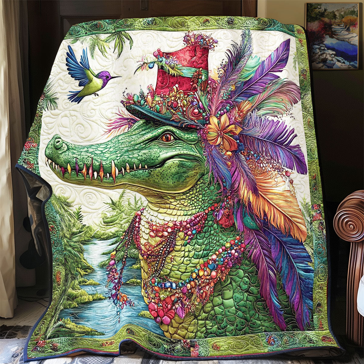 Feather Headress Crocodile WY1001154CL Quilt