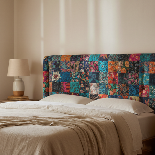 Floral Patchwork XR0412009CL Quilted Headboard Slipcover