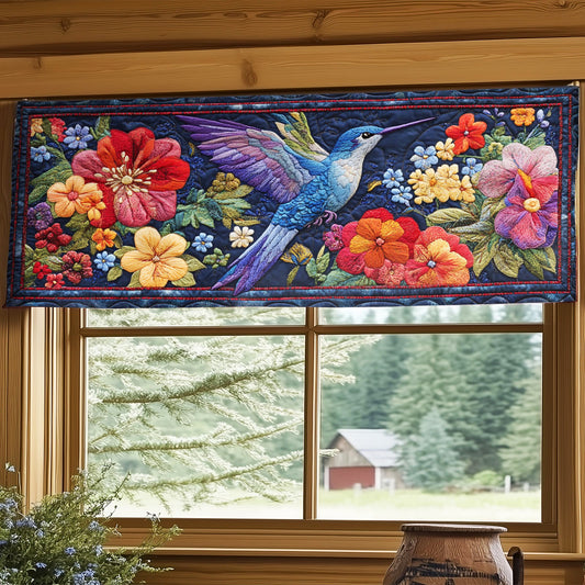 Floral Hummingbird WY2304005CL Quilted Valance