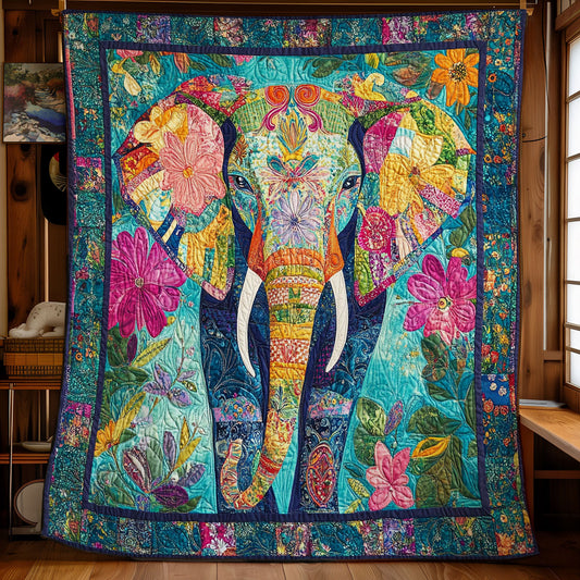 Flower Elephant Portrait WY1001159CL Quilt